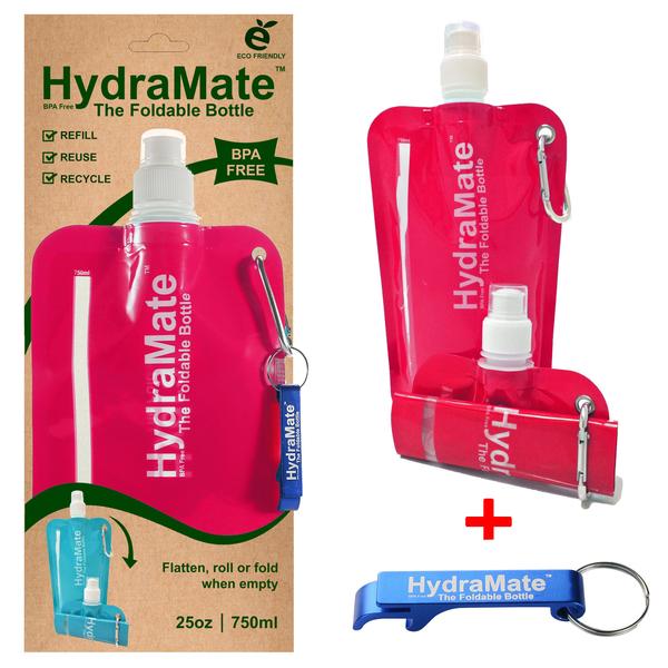 Hydramate Reusable 750ml water pouch - Pink - Click Image to Close